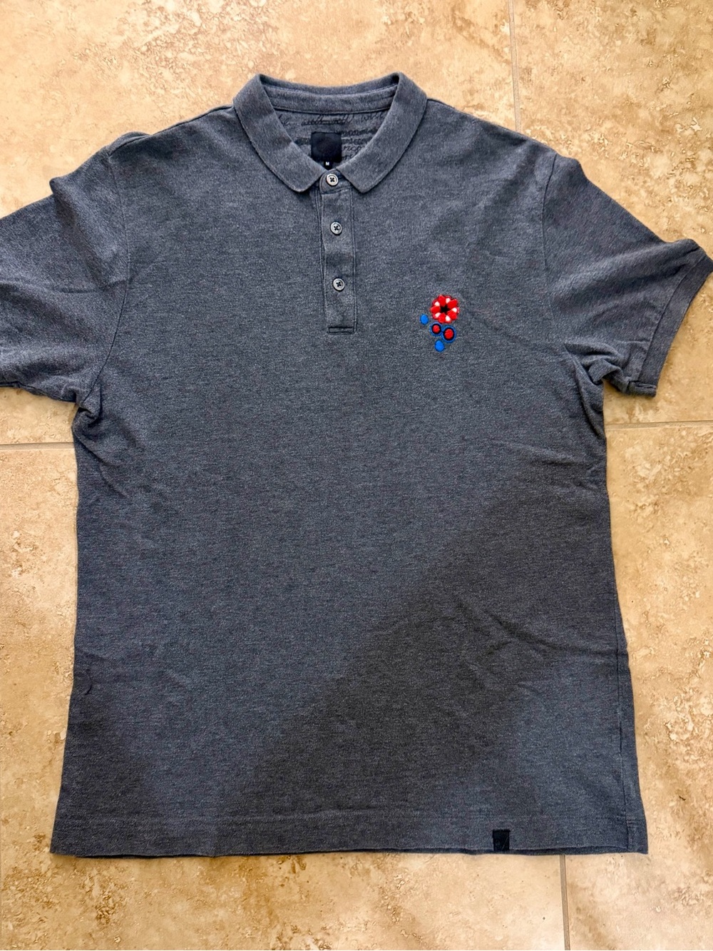 Pretty Green Men's Short Sleeve Polo Shirt Size M Slim Fit Gray Randall Logo